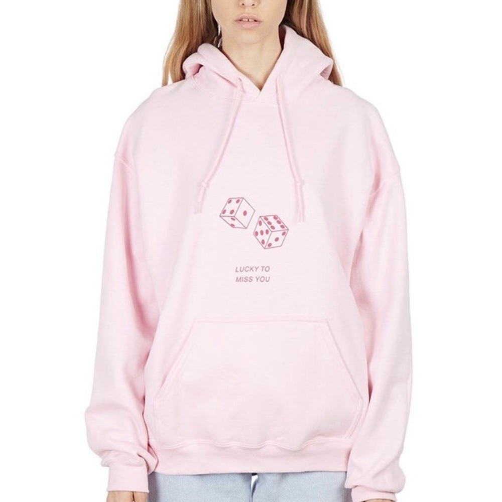 Danielle Guizio pink hoodie